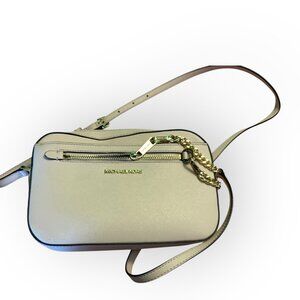 Michael Kors Beige Crossbody Bag – Gold Chain Detail, Minor Blemish